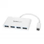 StarTech.com 4-Port-USB-C-Hub mit 4x USB-A-Ports (USB 3.0 SuperSpeed 5 Gbit/s) – USB-Bus-Stromversorgung – tragbarer/Laptop-USB-C-auf-USB-A-Adapter-Hub – USB 3.1 Gen 1/USB 3.2 Gen 1 Typ-C-Hub – Weiß