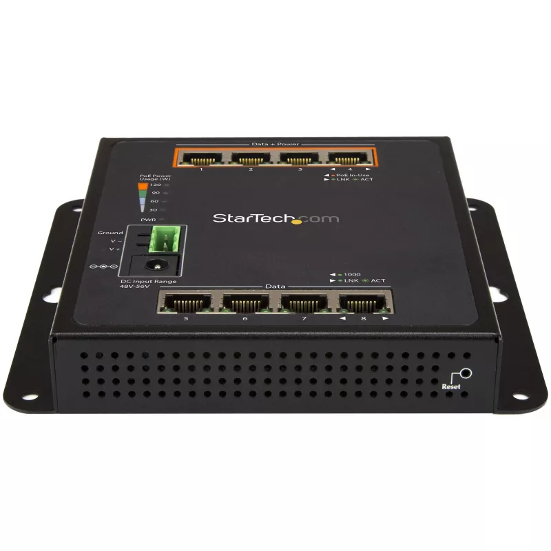 StarTech.com Industrial 8 Port Gigabit PoE Switch – 4 x PoE+ 30W – Power Over Ethernet – gehärteter GbE Layer/L2 Managed Switch – robuster Hochleistungs-Gigabit-Netzwerk-Switch IP-30/-40 °C bis +75 °C – TAA