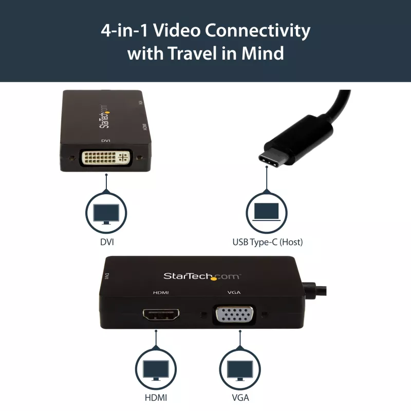 StarTech.com USB-C-Multiport-Videoadapter – 3-in-1 – 4K 30 Hz – Schwarz