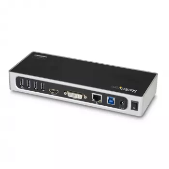 StarTech.com USB 3.0 Dockingstation - Dual-Monitor Laptop-Dockingstation mit HDMI & DVI/VGA-Video - 6-Port USB 3.1 Gen 1 5Gbps Hub, GbE, Audio - Universal Type-A Dock - Windows & Mac