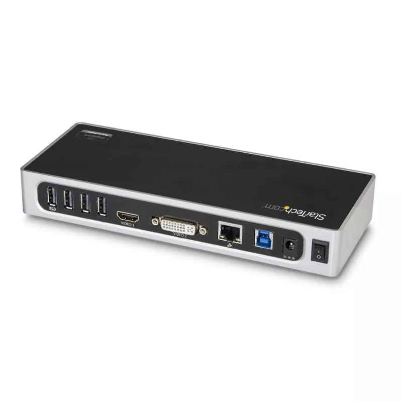 StarTech.com USB 3.0 Dockingstation - Dual-Monitor Laptop-Dockingstation mit HDMI & DVI/VGA-Video - 6-Port USB 3.1 Gen 1 5Gbps Hub, GbE, Audio - Universal Type-A Dock - Windows & Mac