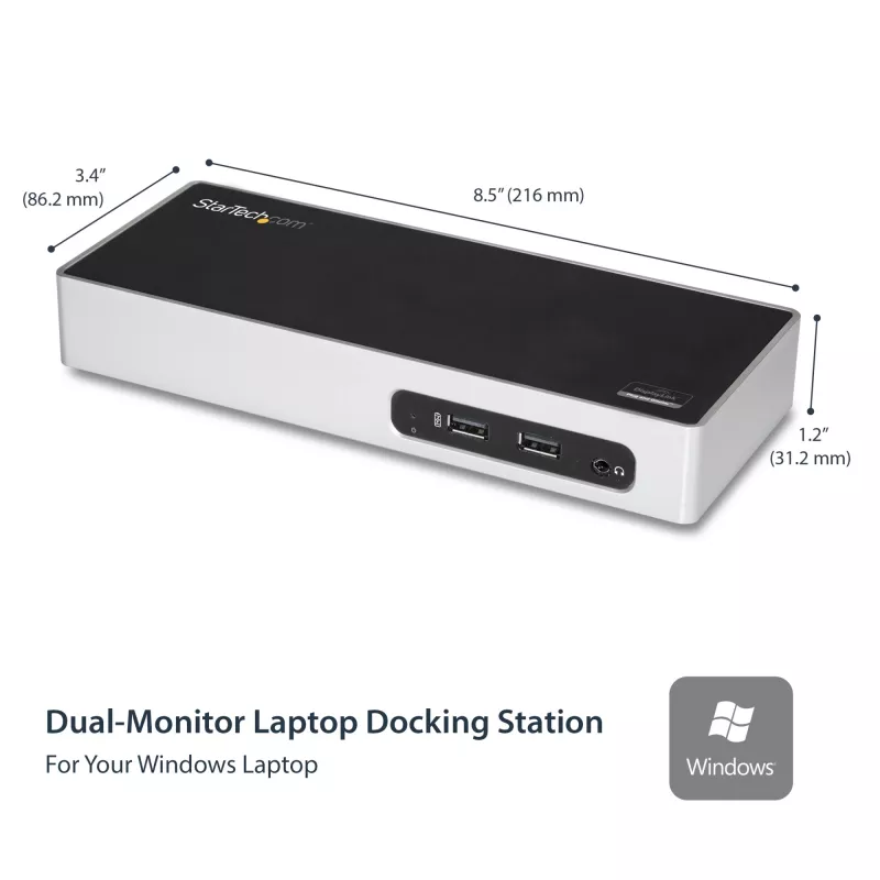StarTech.com USB 3.0 Dockingstation - Dual-Monitor Laptop-Dockingstation mit HDMI & DVI/VGA-Video - 6-Port USB 3.1 Gen 1 5Gbps Hub, GbE, Audio - Universal Type-A Dock - Windows & Mac