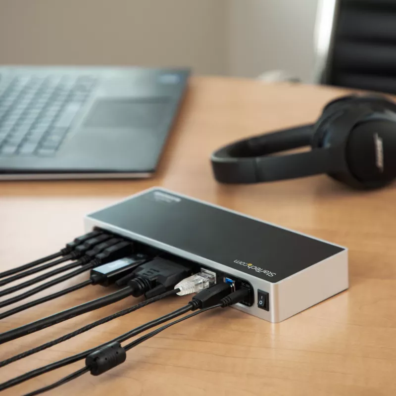 StarTech.com USB 3.0 Dockingstation - Dual-Monitor Laptop-Dockingstation mit HDMI & DVI/VGA-Video - 6-Port USB 3.1 Gen 1 5Gbps Hub, GbE, Audio - Universal Type-A Dock - Windows & Mac