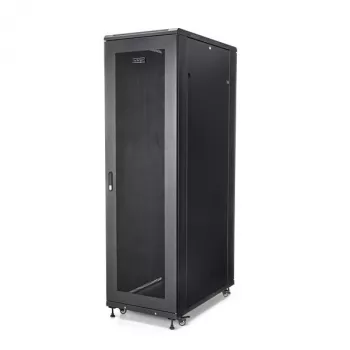 StarTech.com 4-Post 42U Serverschrank, 19 Zoll Datenschrank für Computer / AV / IT-Geräte Montage, Serverschrank-Gehäuse mit Rollen, vollwertiger industrieller Netzwerkspeicher