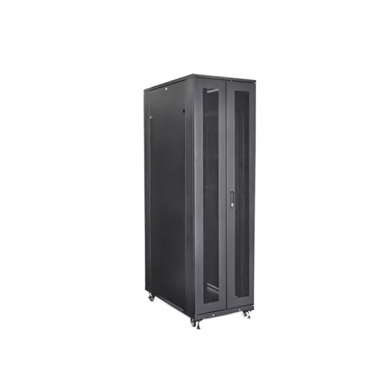StarTech.com 4-Post 42U Serverschrank, 19 Zoll Datenschrank für Computer / AV / IT-Geräte Montage, Serverschrank-Gehäuse mit Rollen, vollwertiger industrieller Netzwerkspeicher