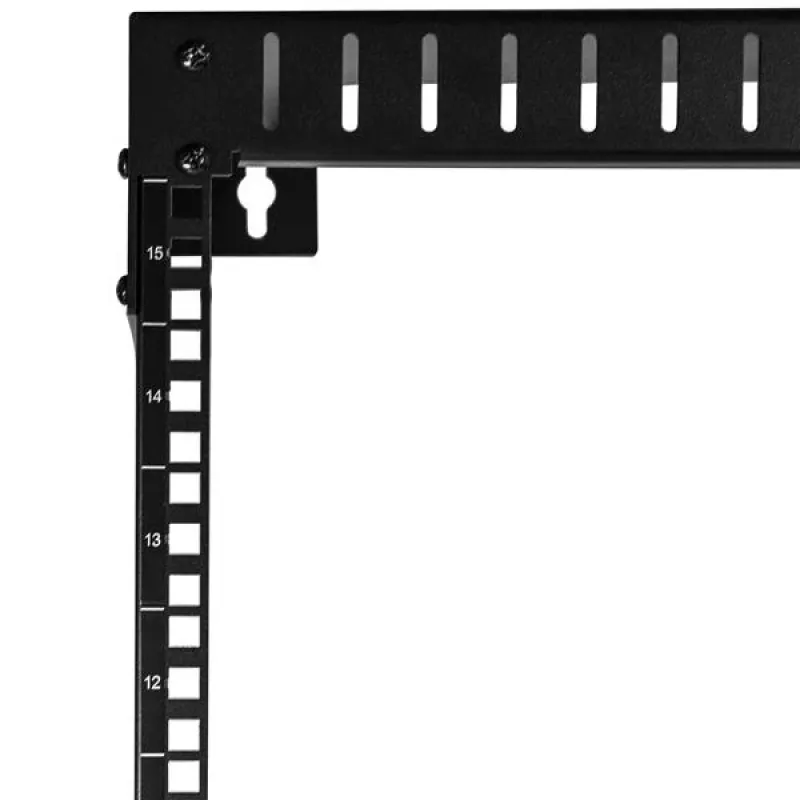 StarTech.com 15U 19 Zoll Wandmontage Netzwerk-Rack – 12 Zoll tief, 2-Pfosten Open-Frame Serverraum-Rack für Daten/AV/IT/Computergeräte/Patchpanel mit Käfigmuttern & Schrauben, 90 kg Tragfähigkeit, Schwarz