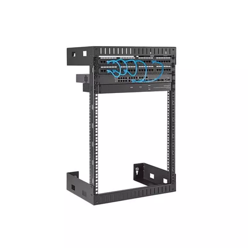 StarTech.com 15U 19 Zoll Wandmontage Netzwerk-Rack – 12 Zoll tief, 2-Pfosten Open-Frame Serverraum-Rack für Daten/AV/IT/Computergeräte/Patchpanel mit Käfigmuttern & Schrauben, 90 kg Tragfähigkeit, Schwarz
