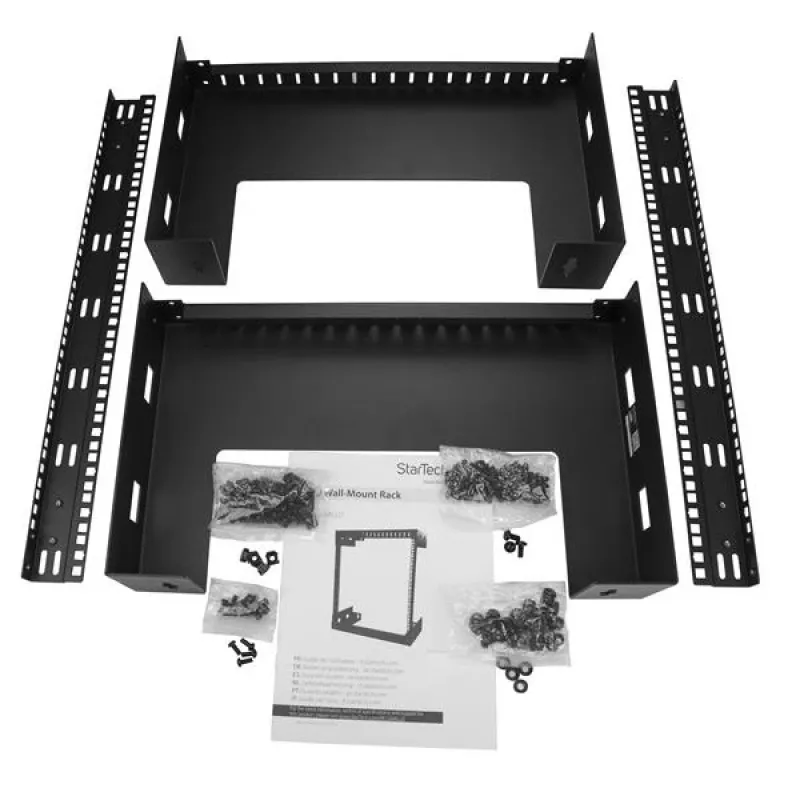 StarTech.com 15U 19 Zoll Wandmontage Netzwerk-Rack – 12 Zoll tief, 2-Pfosten Open-Frame Serverraum-Rack für Daten/AV/IT/Computergeräte/Patchpanel mit Käfigmuttern & Schrauben, 90 kg Tragfähigkeit, Schwarz