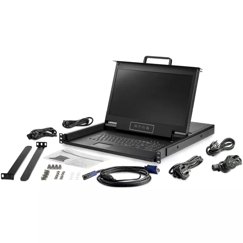 StarTech.com Rackmount KVM-Konsole HD 1080p - Single Port VGA KVM mit 17 Zoll LCD-Monitor für Server-Rack - Voll ausgestattete 1U LCD KVM-Schublade mit Kabeln & Hardware - USB-Unterstützung - 50.000 MTBF