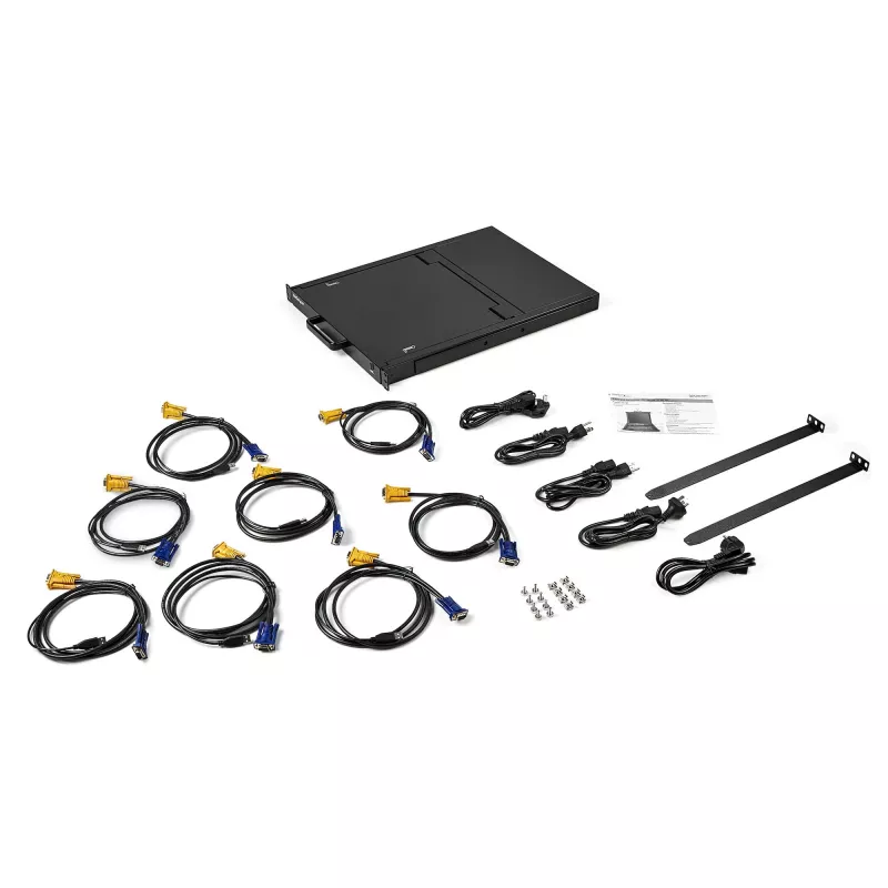StarTech.com 8-Port-Rackmount-KVM-Konsole mit 1,8-m-Kabeln - Integrierter KVM-Switch mit 17-Zoll-LCD-Monitor - Voll ausgestattete 1HE-LCD-KVM-Schublade - OSD-KVM - Langlebig mit 50.000 Stunden MTBF - USB + VGA Unterstützung