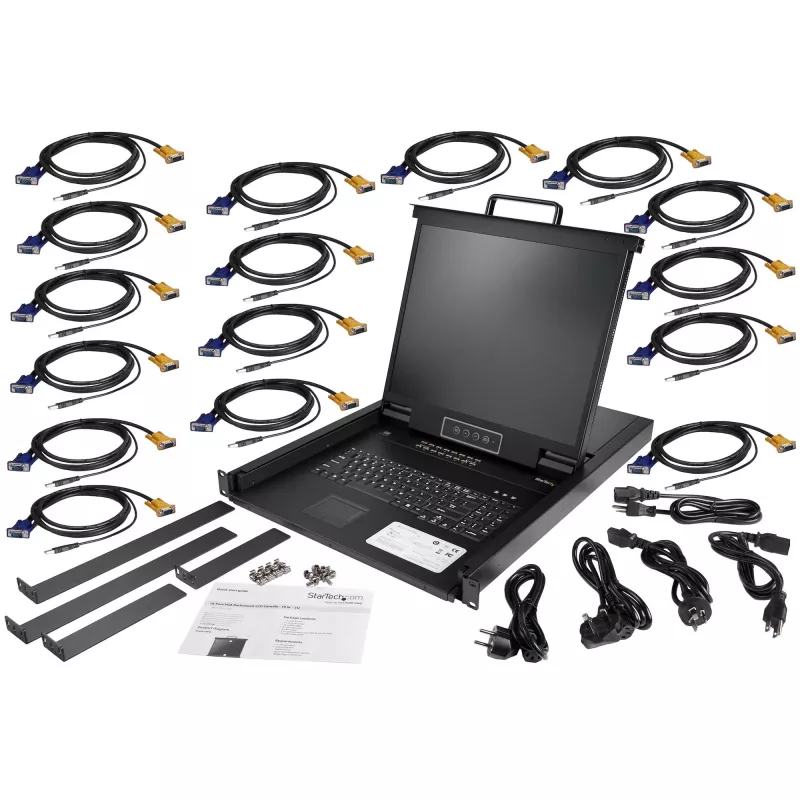 StarTech.com 16-Port Rackmount KVM-Konsole mit 1,83-m-Kabeln – Integrierter KVM-Switch mit 19-Zoll-LCD-Monitor – Voll ausgestattete 1HE-LCD-KVM-Schublade – OSD-KVM – Langlebig, 50.000 Stunden MTBF – USB- und VGA-Unterstützung