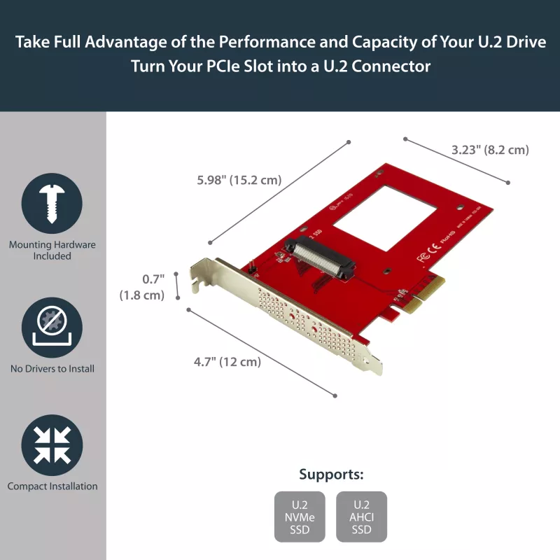 StarTech.com U.2-zu-PCIe-Adapter für 2,5-Zoll-U.2-NVMe-SSD – SFF-8639 – x4 PCI Express 4.0