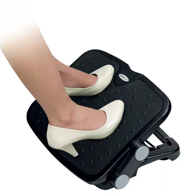 StarTech.com Verstellbare Untertisch-Fußstütze, Schwarz, Aluminium, Kunststoff, -30 - 0°, RoHS, TAA, REACH, CE, 45 cm, 35 cm