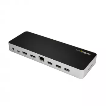 StarTech.com USB-C-Dock – Dual-Monitor HDMI & DisplayPort 4K 30 Hz – USB-Typ-C-Laptop-Dockingstation 60 W Power Delivery, SD, 4-Port-USB-A-3.0-Hub, GbE, Audio – Thunderbolt 3 kompatibel