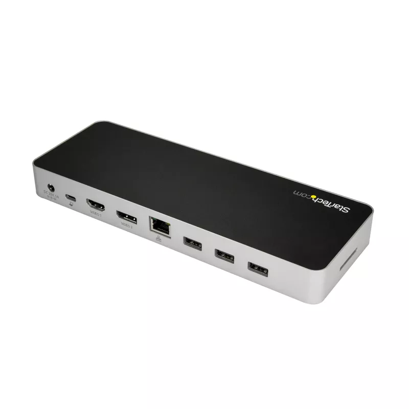 StarTech.com USB-C-Dock – Dual-Monitor HDMI & DisplayPort 4K 30 Hz – USB-Typ-C-Laptop-Dockingstation 60 W Power Delivery, SD, 4-Port-USB-A-3.0-Hub, GbE, Audio – Thunderbolt 3 kompatibel