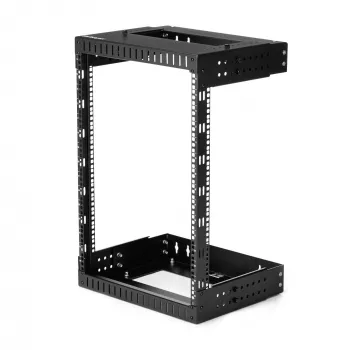 StarTech.com 15U 19 Zoll Wandmontage-Netzwerkschrank – Einstellbare Tiefe 12–20 Zoll 2-Pfosten-Open-Frame-Serverraumschrank für AV/Daten/IT-Kommunikation/Computergeräte/Switch mit Käfigmuttern und Schrauben