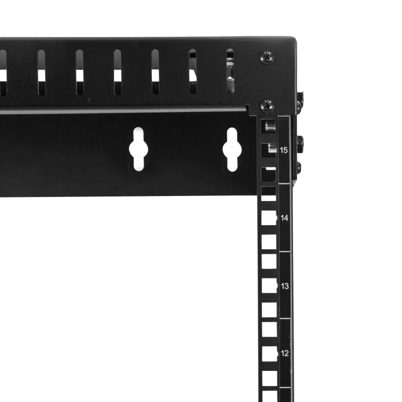 StarTech.com 15U 19 Zoll Wandmontage-Netzwerkschrank – Einstellbare Tiefe 12–20 Zoll 2-Pfosten-Open-Frame-Serverraumschrank für AV/Daten/IT-Kommunikation/Computergeräte/Switch mit Käfigmuttern und Schrauben