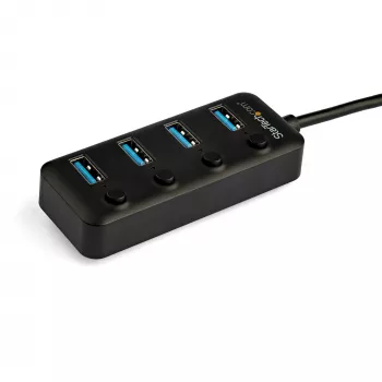 StarTech.com 4-Port USB-C-Hub – USB-C auf 4x USB 3.0 Typ-A Anschlüsse mit einzelnen Ein-/Ausschaltern – SuperSpeed 5 Gbit/s USB 3.1/3.2 Gen 1 – USB-Busbetrieben – Tragbar – 25 cm festes Kabel