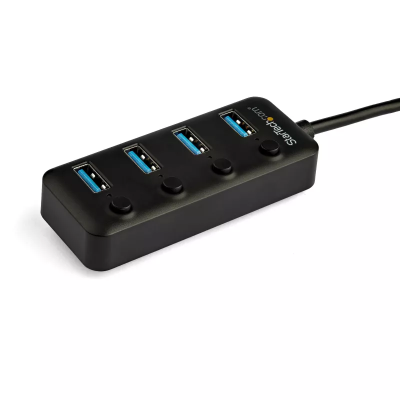 StarTech.com 4-Port USB-C-Hub – USB-C auf 4x USB 3.0 Typ-A Anschlüsse mit einzelnen Ein-/Ausschaltern – SuperSpeed 5 Gbit/s USB 3.1/3.2 Gen 1 – USB-Busbetrieben – Tragbar – 25 cm festes Kabel