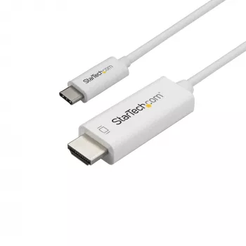 StarTech.com 3ft (1m) USB-C-auf-HDMI-Kabel – 4K 60Hz USB Type-C auf HDMI 2.0 Videoadapterkabel – Thunderbolt 3 kompatibel – Laptop an HDMI-Monitor/Display – DP 1.2 Alt Mode HBR2 – Weiß