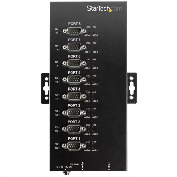 StarTech.com 8-Port Serieller Hub USB zu RS232/RS485/RS422 Adapter – Industrieller USB 2.0 zu DB9 Seriell-Konverter-Hub – IP30-zertifiziert – DIN-Schienenmontierbarer Metall-Seriell-Hub – 15 kV ESD-Schutz
