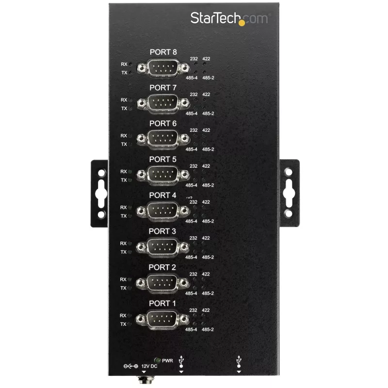StarTech.com 8-Port Serieller Hub USB zu RS232/RS485/RS422 Adapter – Industrieller USB 2.0 zu DB9 Seriell-Konverter-Hub – IP30-zertifiziert – DIN-Schienenmontierbarer Metall-Seriell-Hub – 15 kV ESD-Schutz