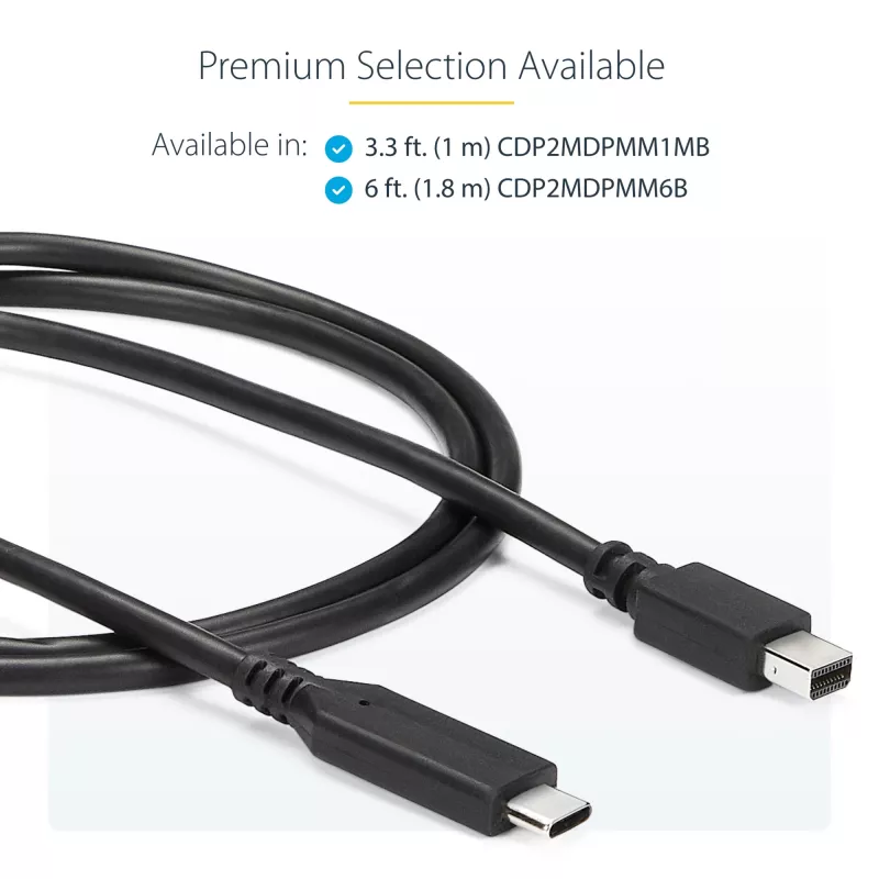 StarTech.com 6 ft. (1,8 m) USB-C auf Mini DisplayPort Kabel - 4K 60Hz - Schwarz