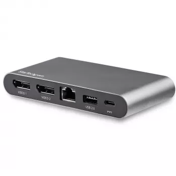 StarTech.com USB-C-Dock – 4K Dual-Monitor DisplayPort – Mini-Laptop-Dockingstation – 100 W Power Delivery Passthrough – GbE, 2-Port USB-A-Hub – USB Type-C-Multiport-Adapter – 1 m Kabel