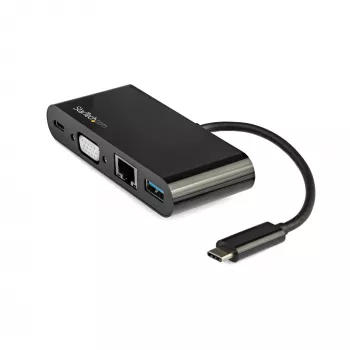 StarTech.com USB-C Multiport-Adapter – Mini USB-C-Dock mit VGA 1080p Video für einen Monitor – 60 W Power Delivery Passthrough – USB 3.1 Gen 1 Typ-A 5 Gbit/s, Gigabit-Ethernet – Dockingstation