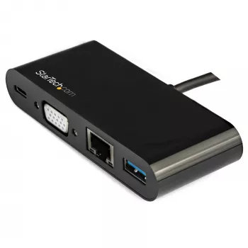 StarTech.com USB-C Multiport-Adapter – Mini USB-C-Dock mit VGA 1080p Video für einen Monitor – 60 W Power Delivery Passthrough – USB 3.1 Gen 1 Typ-A 5 Gbit/s, Gigabit-Ethernet – Dockingstation
