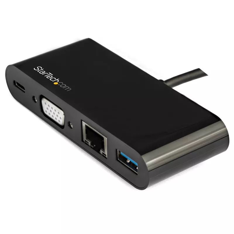 StarTech.com USB-C Multiport-Adapter – Mini USB-C-Dock mit VGA 1080p Video für einen Monitor – 60 W Power Delivery Passthrough – USB 3.1 Gen 1 Typ-A 5 Gbit/s, Gigabit-Ethernet – Dockingstation