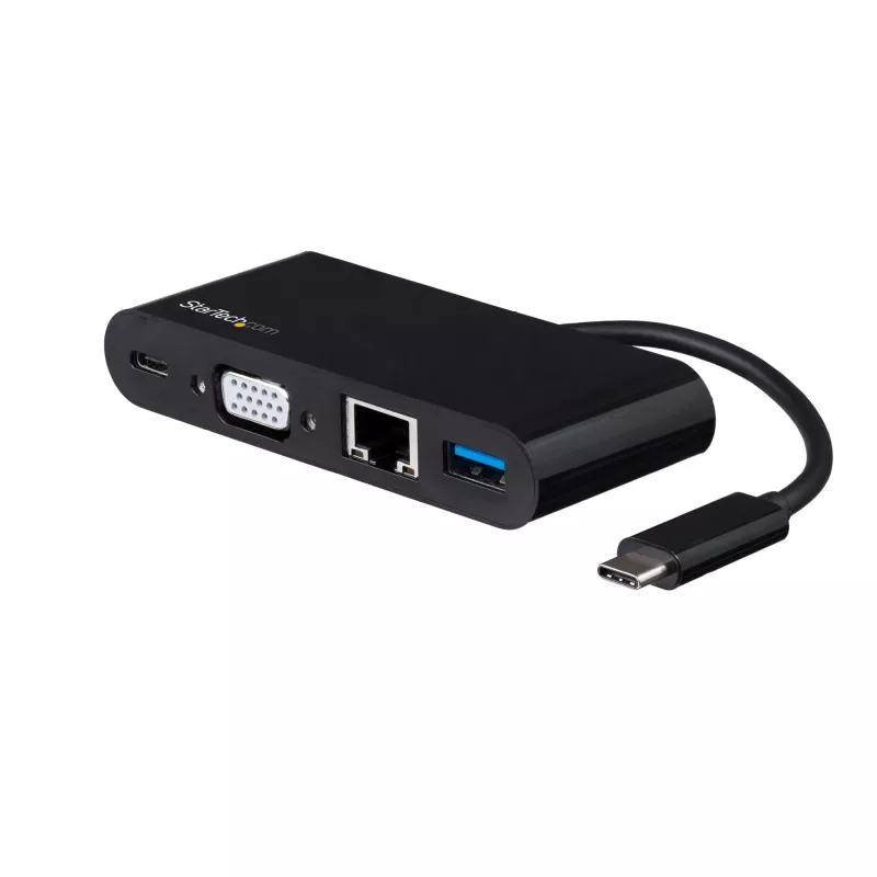 StarTech.com USB-C Multiport-Adapter – Mini USB-C-Dock mit VGA 1080p Video für einen Monitor – 60 W Power Delivery Passthrough – USB 3.1 Gen 1 Typ-A 5 Gbit/s, Gigabit-Ethernet – Dockingstation