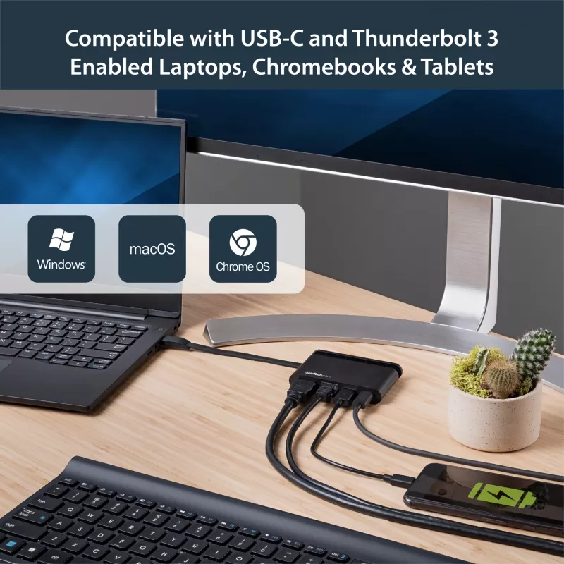 StarTech.com USB-C Multiport-Adapter - Tragbares USB-C-Dock mit 4K HDMI - 100W PD 3.0 Durchschleifung, 1x USB-A, 1x USB-C, GbE - Thunderbolt 3 & USB Type-C Laptop Reise-Dock - Mac & Windows