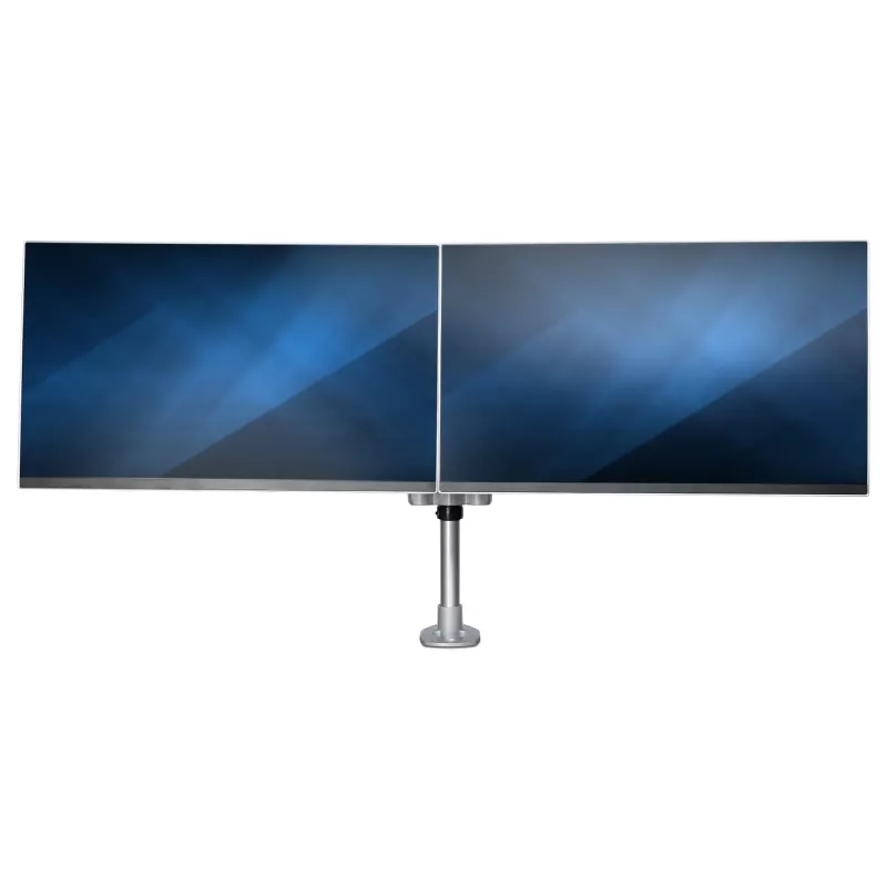 StarTech.com Tischhalterung für zwei Monitore – Premium-Gelenkmonitorarm – bis zu 30 inch VESA-Montagebildschirme – höhenverstellbare Monitorhalterung – drehbar/neigbar/schwenkbar – Klemme/Tischdurchführung – Silber