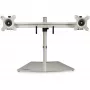 StarTech.com Dual-Monitor-Ständer – Ergonomischer freistehender Dual-Monitor-Tischständer für zwei 24-Zoll-VESA-Monitore – Synchron höhenverstellbar – Doppelter Monitor-Mastmontage – Silber