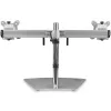 StarTech.com Dual-Monitor-Ständer – Ergonomischer freistehender Dual-Monitor-Tischständer für zwei 24-Zoll-VESA-Monitore – Synchron höhenverstellbar – Doppelter Monitor-Mastmontage – Silber