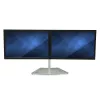 StarTech.com Dual-Monitor-Ständer – Ergonomischer freistehender Dual-Monitor-Tischständer für zwei 24-Zoll-VESA-Monitore – Synchron höhenverstellbar – Doppelter Monitor-Mastmontage – Silber