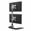 StarTech.com Vertikaler Dual-Monitor-Ständer – Ergonomischer Desktop-Ständer für zwei übereinander montierte Monitore bis 27 Zoll, VESA-Halterung – Freistehende universelle Monitorhalterung – Höhenverstellbar – Silber