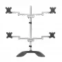 StarTech.com Desktop Quad Monitor Stand - Ergonomischer VESA 4 Monitor Arm (2x2) bis zu 32 Zoll - Freistehend verstellbare universelle Mastmontagehalterung - Höhenverstellbar/Neigbar/Schwenkbar/Drehbar - Silber