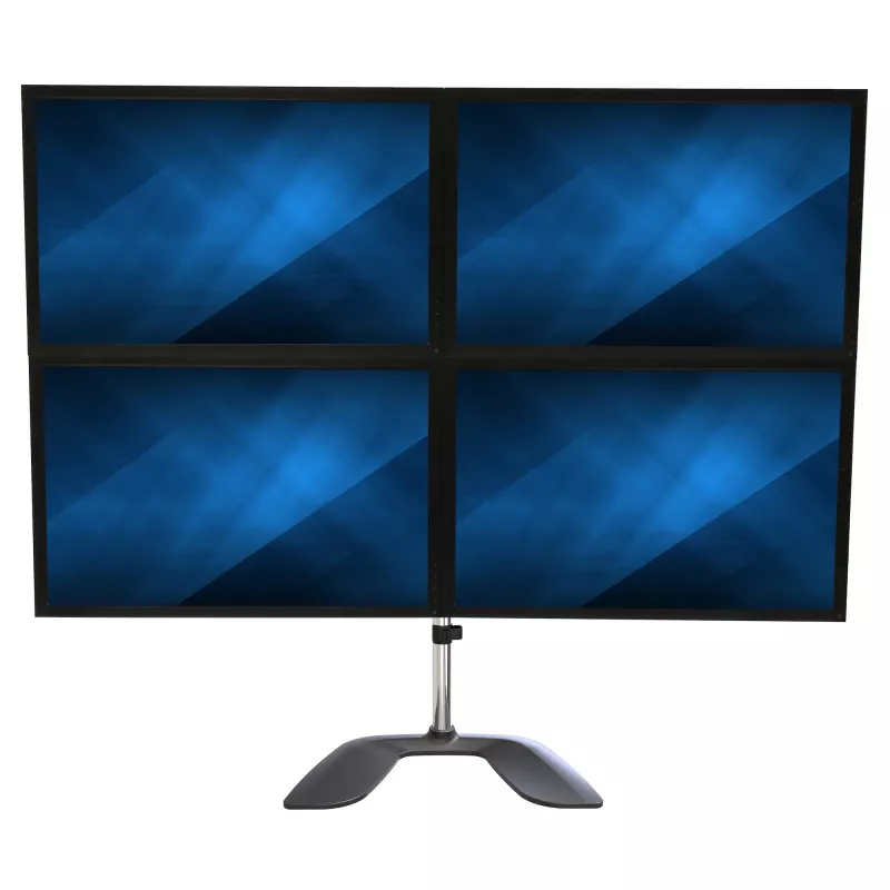 StarTech.com Desktop Quad Monitor Stand - Ergonomischer VESA 4 Monitor Arm (2x2) bis zu 32 Zoll - Freistehend verstellbare universelle Mastmontagehalterung - Höhenverstellbar/Neigbar/Schwenkbar/Drehbar - Silber
