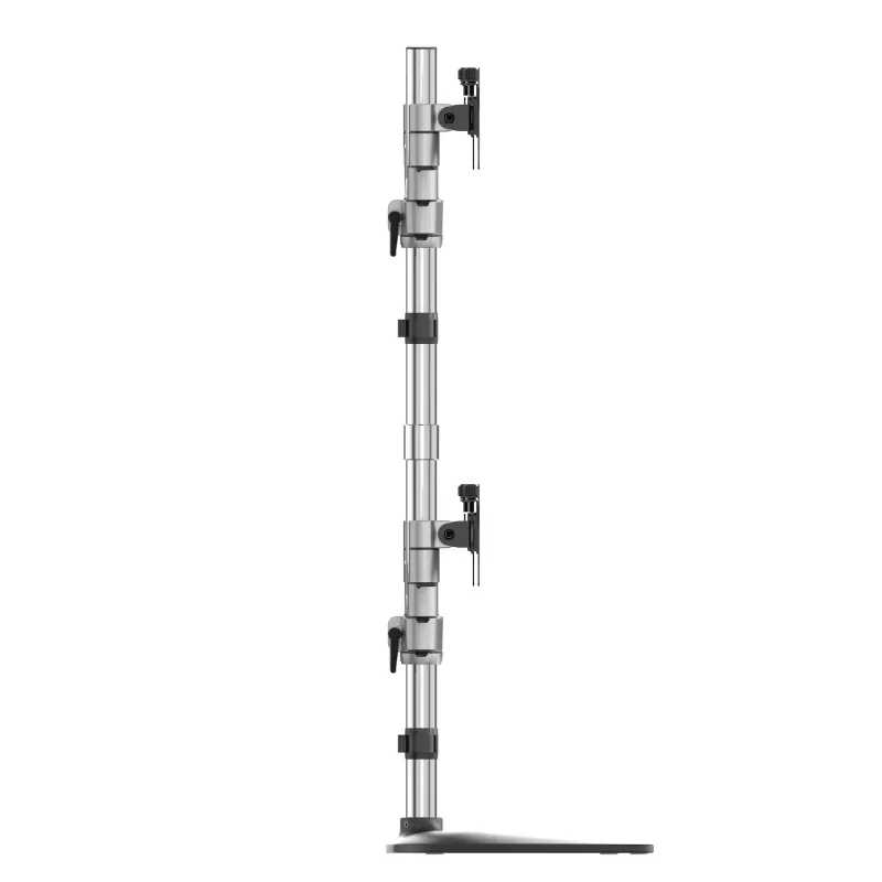 StarTech.com Desktop Quad Monitor Stand - Ergonomischer VESA 4 Monitor Arm (2x2) bis zu 32 Zoll - Freistehend verstellbare universelle Mastmontagehalterung - Höhenverstellbar/Neigbar/Schwenkbar/Drehbar - Silber