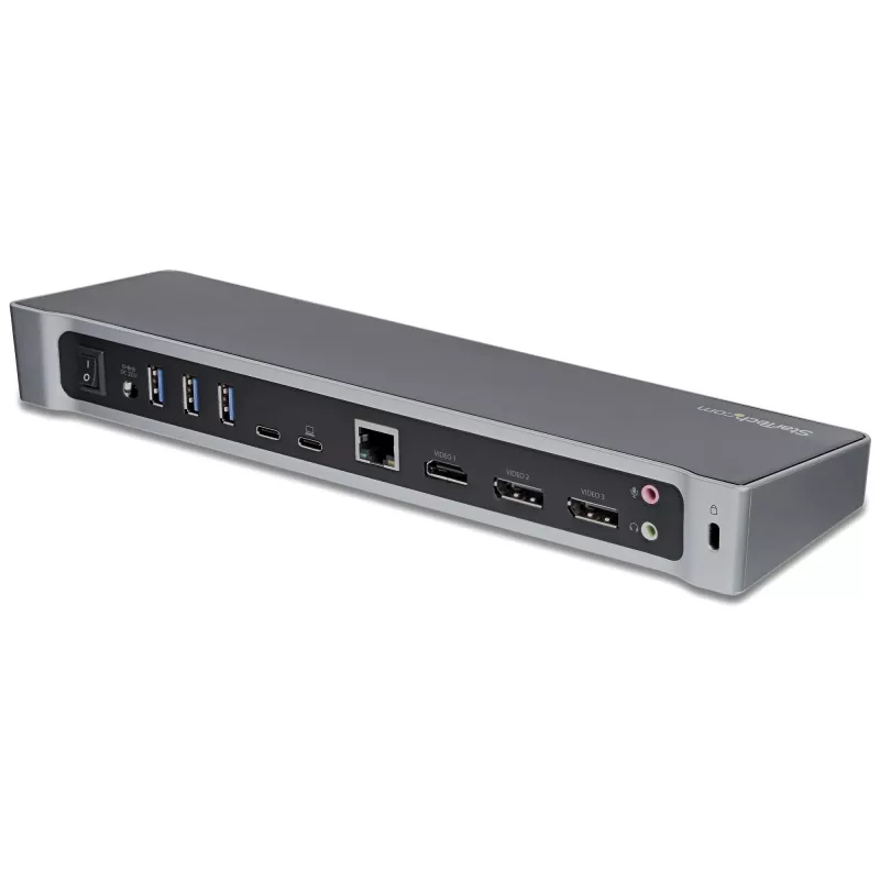 StarTech.com 4K USB-C Dock, Triple UHD 4K Monitor Dockingstation, Mac & Windows, USB-C zu HDMI & DisplayPort, 100W Power Delivery, 5x USB 5Gbit/s Hub – TAA