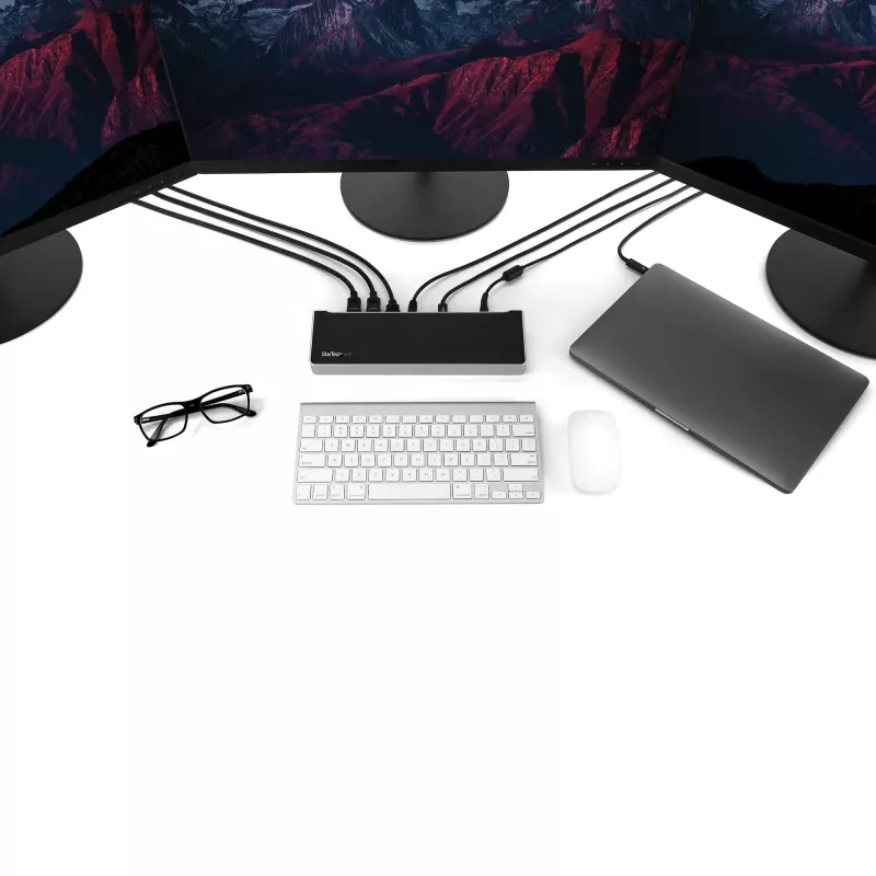 StarTech.com 4K USB-C Dock, Triple UHD 4K Monitor Dockingstation, Mac & Windows, USB-C zu HDMI & DisplayPort, 100W Power Delivery, 5x USB 5Gbit/s Hub – TAA