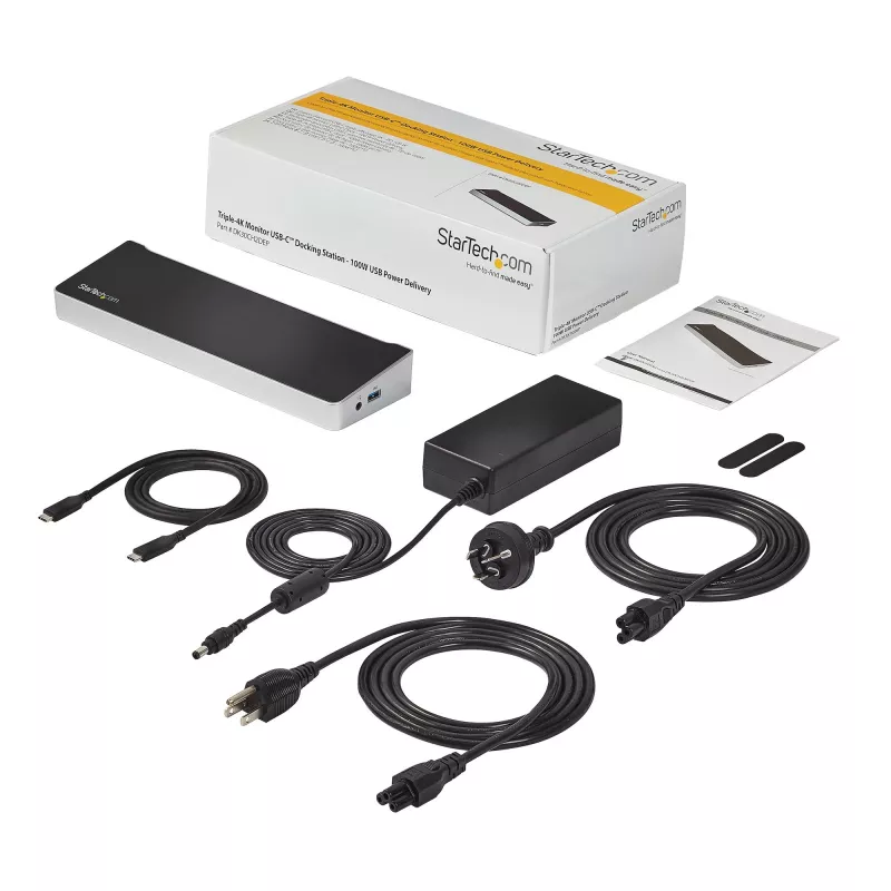 StarTech.com 4K USB-C Dock, Triple UHD 4K Monitor Dockingstation, Mac & Windows, USB-C zu HDMI & DisplayPort, 100W Power Delivery, 5x USB 5Gbit/s Hub – TAA