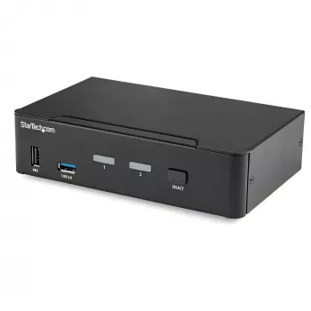 StarTech.com 2-Port DisplayPort KVM-Switch - 4K 60Hz - Einzelbildschirm - Dual-Port UHD DP 1.2 USB KVM-Switch mit integriertem USB 3.0 Hub & Audio - Dell HP Apple Lenovo - TAA-konform