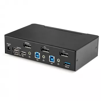 StarTech.com 2-Port DisplayPort KVM-Switch - 4K 60Hz - Einzelbildschirm - Dual-Port UHD DP 1.2 USB KVM-Switch mit integriertem USB 3.0 Hub & Audio - Dell HP Apple Lenovo - TAA-konform