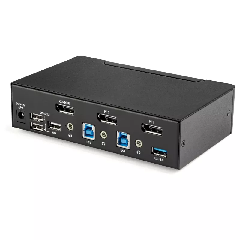StarTech.com 2-Port DisplayPort KVM-Switch - 4K 60Hz - Einzelbildschirm - Dual-Port UHD DP 1.2 USB KVM-Switch mit integriertem USB 3.0 Hub & Audio - Dell HP Apple Lenovo - TAA-konform