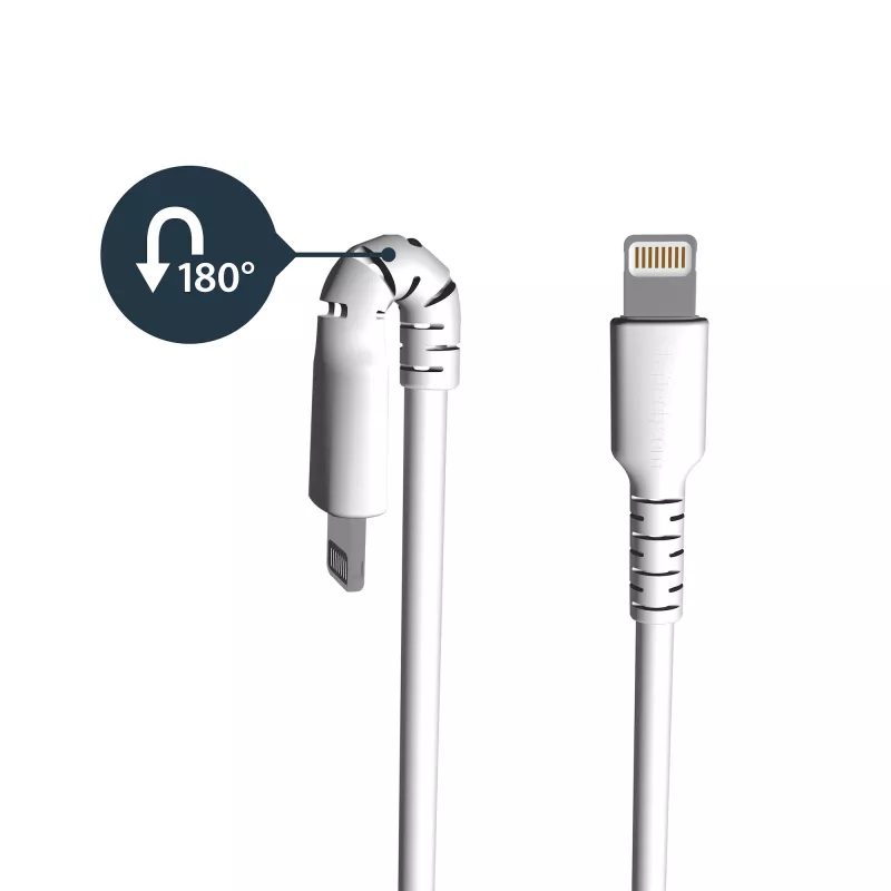 StarTech.com 6 Fuß (2m) Robustes weißes USB-A-auf-Lightning-Kabel – Schwerlast-Robustes Aramidfaser-USB-Typ-A-auf-Lightning-Lade-/Sync-Kabel – Apple MFi-zertifiziert iPad/iPhone 12