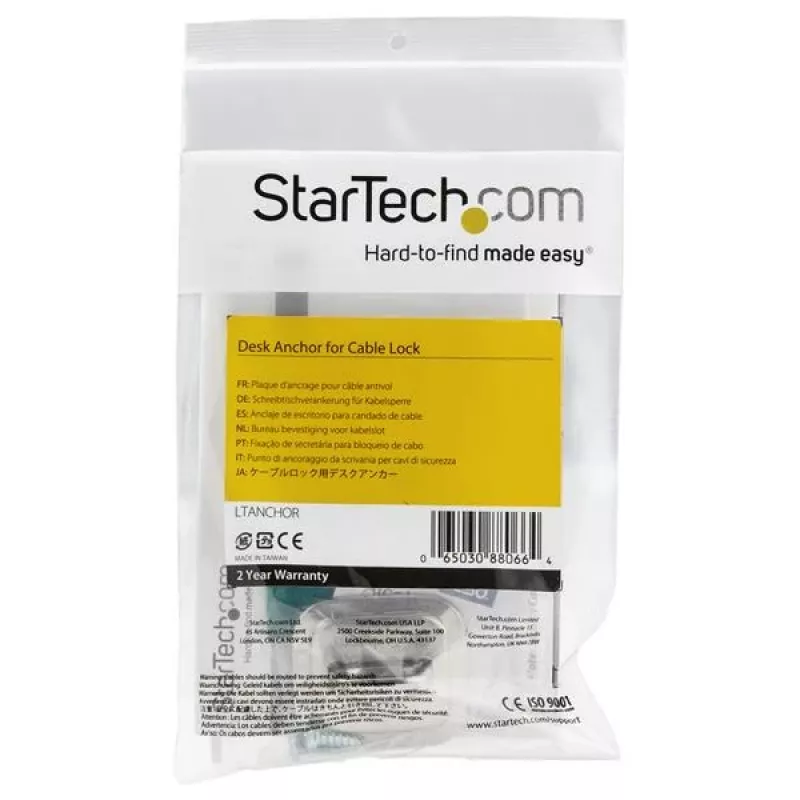 StarTech.com Laptop-Kabelschlossanker – Zinklegierung, Anker, Silber, 1 Stk., Stahl, 44 mm, 45,8 mm
