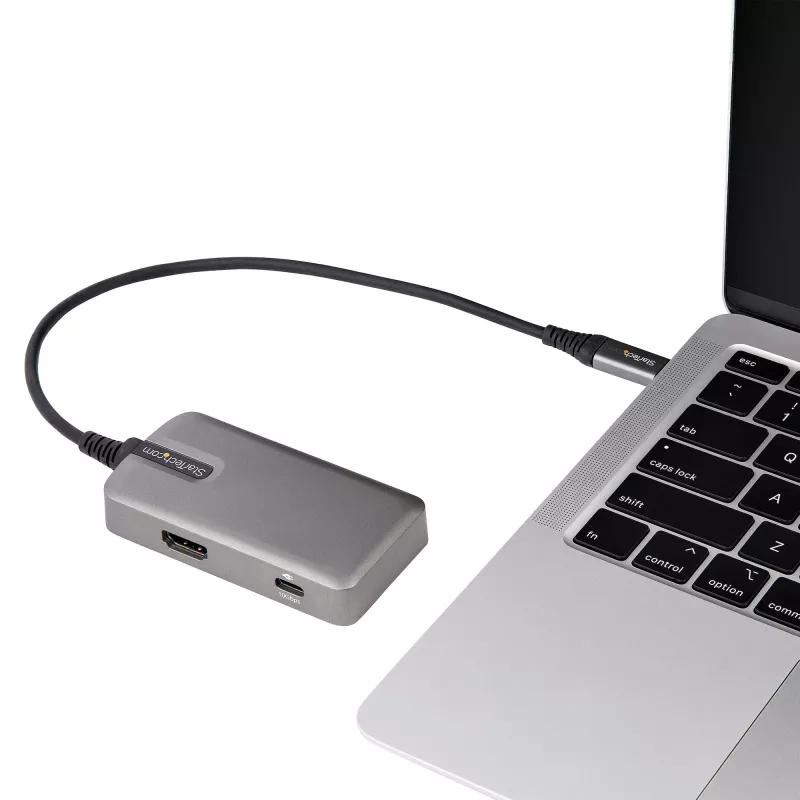 StarTech.com USB-C-Multiport-Adapter – USB-C auf 4K 60Hz HDMI 2.0, 100 W Power Delivery Durchgang – 3-Port 10 Gbit/s USB-Hub – Tragbare USB-Typ-C Mini-Dockingstation – 25 cm Kabel